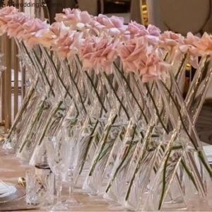Crisscross 3 Glass Tripod vase Flower Holder Centerpiece Stand Tube